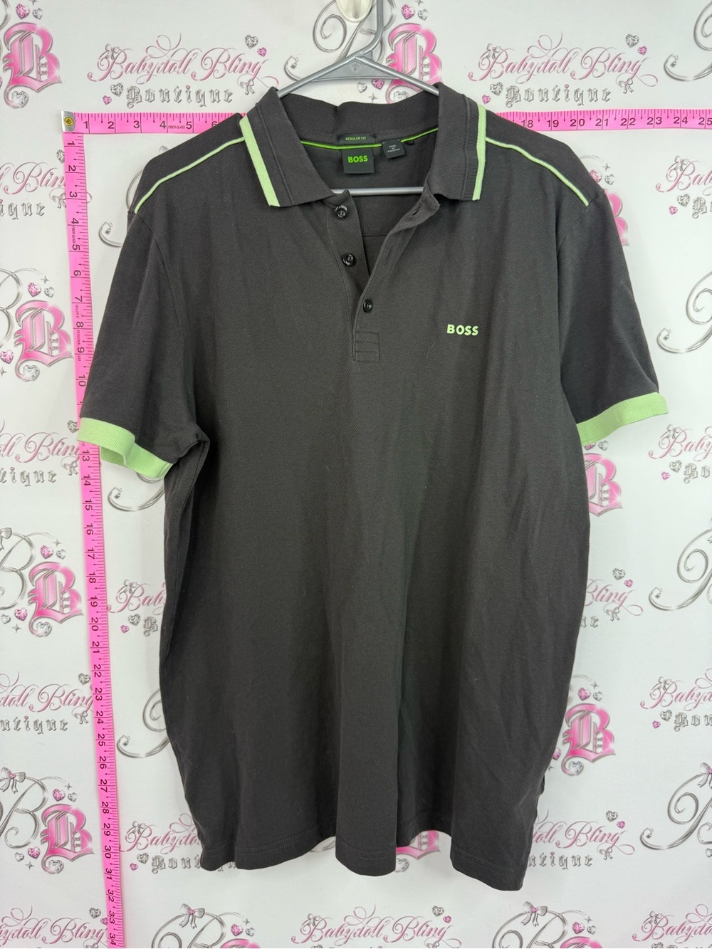 Hugo Boss shirt Black Polo with Lime Green Trim
